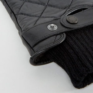 Barbour Qulited Leather Gloves In Black